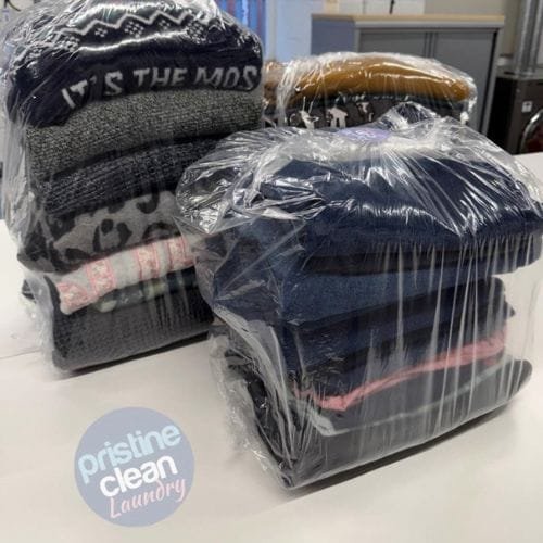  Laundry collection and delivery service Cheshire orders packed in sealed Pristine Clean bags ready for return to customers